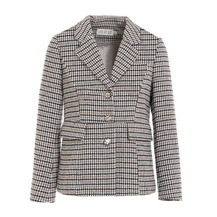 复古千鸟格西装外套女秋冬2022新款小众加厚单排扣格子毛呢大衣