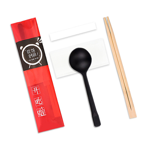 一次性筷子四件套商用金龟勺餐具打包四合一外卖勺子牙签高档定制