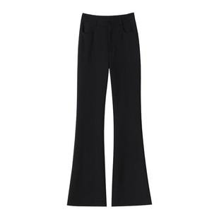 加绒微喇裤女冬季2025新款黑色裤子加厚高腰垂感小个子喇叭西装裤