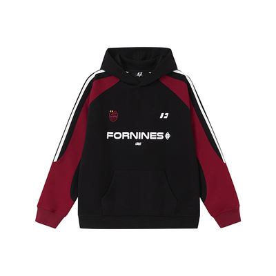 FORNINES撞色拼接重磅连帽卫衣男女情侣潮牌2025秋冬季美式外套