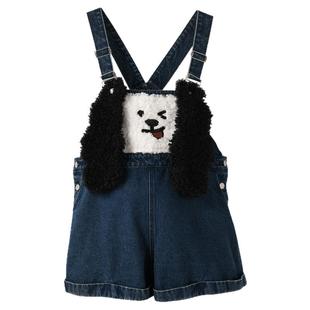 森女部落可爱减龄立体小狗牛仔背带裤女2026夏新款宽松小个子短裤