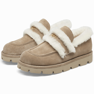 燕麦松饼蹀愫26春新复古加绒毛毛增高3乐福勃肯休闲鞋TA65784-51