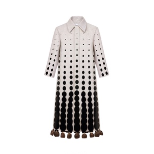 流序 复古重工刺绣波点风铃果壳毛呢大衣 山谷少年独立设计师品牌