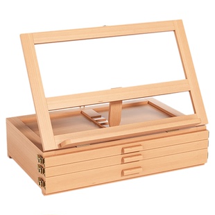 画画全套工具桌面画架画板美术生专用折叠多功能收纳绘画油画素描丙烯工具套装儿童木质便携式手提抽屉油画箱