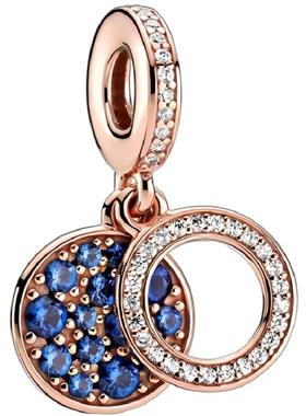 潘家玫瑰金手链女新月雪花珠子散珠闪耀双饰铃铛蝴蝶手镯diy串珠