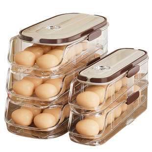 鸡蛋收纳盒侧门储物整理冰箱专用食品级滚动装放滚蛋神器保鲜架托