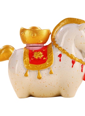 洛阳唐三彩文创马上有钱来财摆件