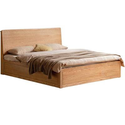 源氏木语现代简约橡木箱体床