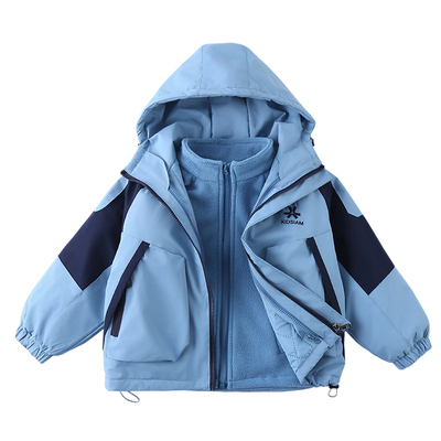 男童冲锋衣三合一夹棉外套秋冬装