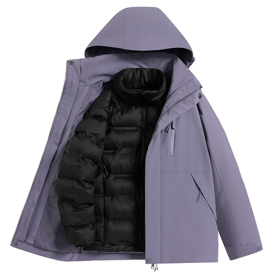 稻草人冲锋衣羽绒服男女士2025新款冬季三合一内胆两件套滑雪外套