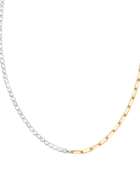 法式排钻钛钢镀18K金锁骨链