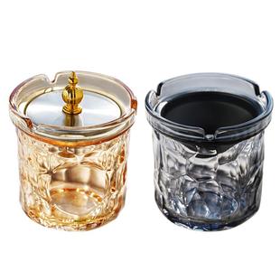 创意烟灰缸家用不锈钢漏斗防飞灰带盖办公室烟缸客厅防风定制LOGO