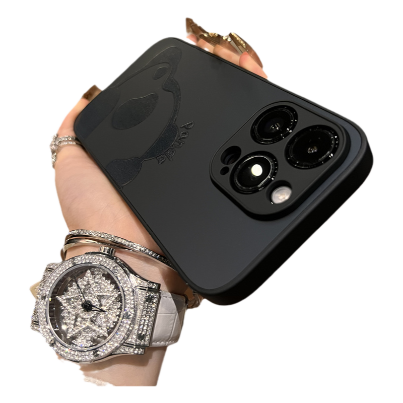 磨砂黑精孔趴趴熊适用苹果16手机壳新款16promax套iphone16pro硅胶苹果15防摔苹果13全包14超好看12