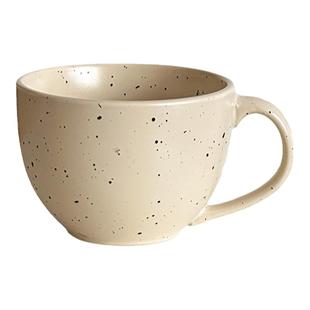 穆尼 ins风米黄色泼墨燕麦杯大口早餐牛奶杯子办公室大容量水杯