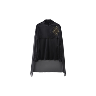 介尺JIECHI「黑岩池星」新中式设计感黑色衬衫男士高级感宽松上衣