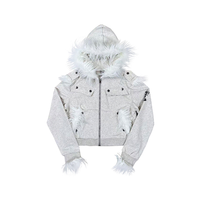 【免费试穿】美式毛领连帽外套