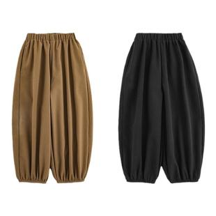 幼悠男童2025新款纯色简单灯笼裤冬季时尚休闲加绒加厚儿童裤子潮