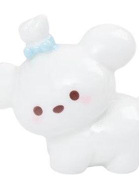 微景观萌粒蝴蝶结小狗公仔摆件