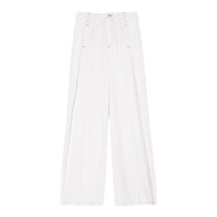 季末6折SANDRO2025秋冬经典款女装法式棉质白色复古阔腿牛仔长裤