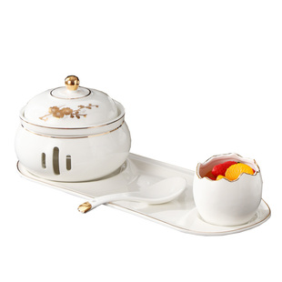 酒店陶瓷蜡烛加热餐具保温私房菜佛跳墙燕窝炖盅带盖小米辽参暖炉