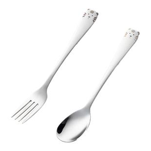 onlycook食品级316L不锈钢勺子叉子儿童宝宝吃饭小调羹可爱汤匙