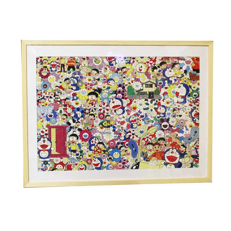 村上隆哆啦a梦太阳花拼图相框1000片51x73.5机器猫拼图带白边装裱