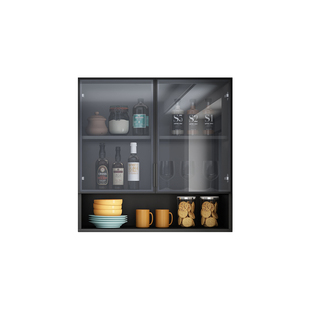 轻奢厨房墙壁挂柜吊柜下置物架储物柜玻璃门餐边柜油盐调料收纳盒