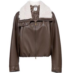 ONLY2025冬季新款双向拉链宽松保暖毛领立体花苞下摆PU棉服外套女