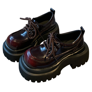 【TFM】2026春季新款英伦风复古系带小皮鞋女厚底增高单鞋乐福鞋