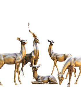 玻璃钢仿铜鹿公园售楼处大型雕塑