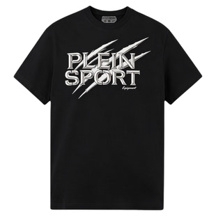 PHILIPP PLEIN 男士休闲上衣爪痕字母印花T恤圆领短袖PLEINSPORT