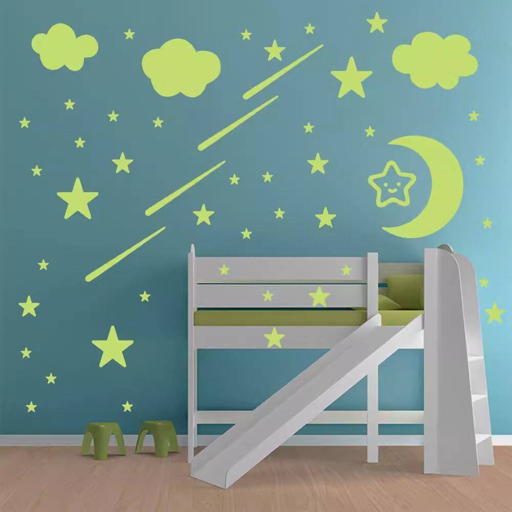 星星月亮流星发光墙贴卡通夜光贴客厅儿童房卧室墙面装饰贴