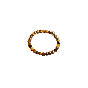 Ciel原创手工天然黄色虎眼石戒指2mm圆珠细小袖珍指环关节戒尾戒