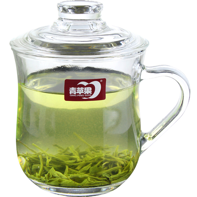 青苹果玻璃带把家用茶杯