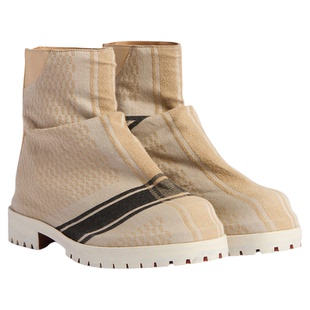 424 25春夏 美式复古褶皱流行高街条纹印花包身中筒套筒时装靴子