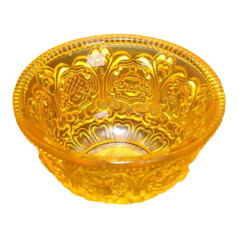 秦歌琉璃八吉祥供碗密宗藏传供水杯圣水杯八供杯供碗家用佛具用品