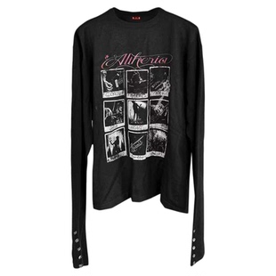 DETW 25AW*人像九宫格标语印花高支数暗黑朋克毛衣针织衫长袖男女