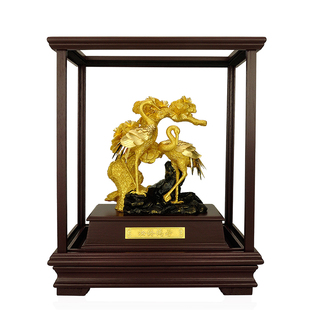 足金金箔松鹤高档老人大寿生日贺寿礼物创意祝寿爷爷奶奶长辈金婚