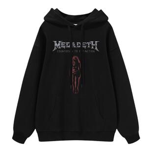 MEGADETH摇滚乐队数码直喷美式街头嘻哈复古黑灰男女连帽圆领卫衣