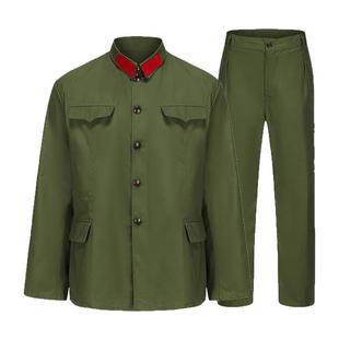 的确良涤卡65老式军套装男涤卡老款怀旧干服聚会服装六五式绿套装