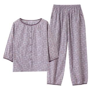 梭织棉纱布睡衣女春秋款纯棉七分袖秋季中年妈妈高级感夏季家居服