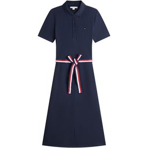 Tommy女装拼色收腰系带POLO裙