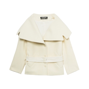 IT JACQUEMUS女装大翻领披肩式毛呢夹克新款时髦个性纯色呢子外套