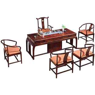 唐百年红木茶台印尼黑酸枝中式新中式实木客厅阔叶黄檀茶桌椅组合