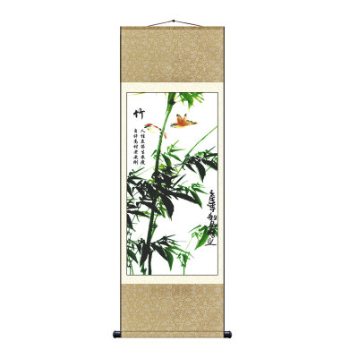 装饰沙发背景墙梅兰竹菊丝绸画