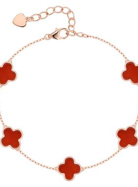 【礼物】幸运四叶草银手链女轻奢