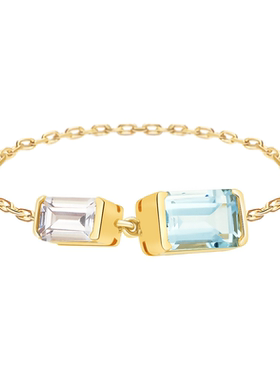 Yi Collection珠宝 18K 托帕石与海蓝宝双石链戒