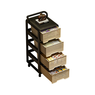 中古风零食小推车置物架免安装客厅移动多层收纳柜家用卧室床头柜