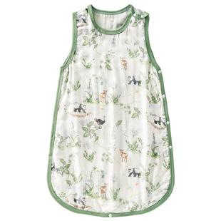 欧孕婴儿睡袋空调夏季薄款莫代尔竹棉纱布背心睡衣宝宝儿童防踢被