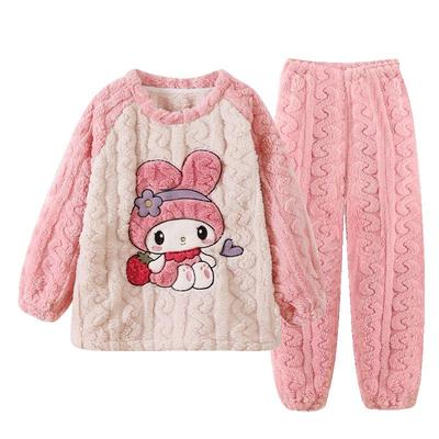 2024新款女童珊瑚绒家居服套装